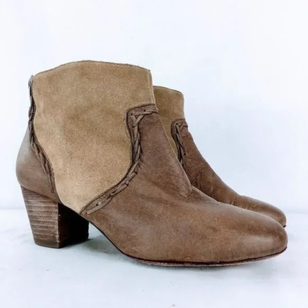 Modern Vintage Delilah Leather & Suede Granny / Prairie Ankle Boots
